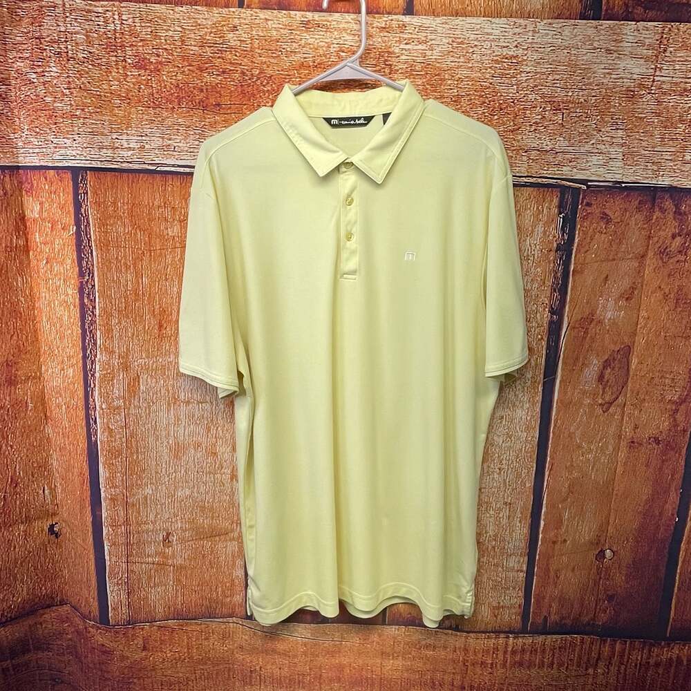 TravisMathew Men's Yellow Short Sleeve Performance Golf Polo Shirt XL